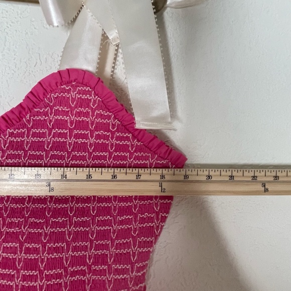 Arula Sweetheart Babydoll Tiered Smocked Dress Size B (18-20) Pink Ribbon Straps - Picture 10 of 13